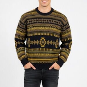 Vintage 80s Bronzini Geometric Quirky Print Artsy Knit Crewneck Grandpa Sweater